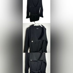 GoLite Women's BuhBye Chunky Knit Black Wrap Sweater/Cardigan with Snaps Size M